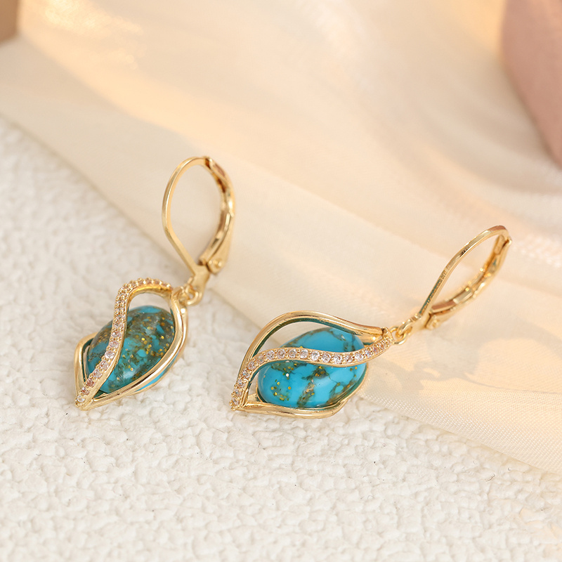 Women's Bohemian Exotic Blues Textured Earrings, Perfect for Vacations
